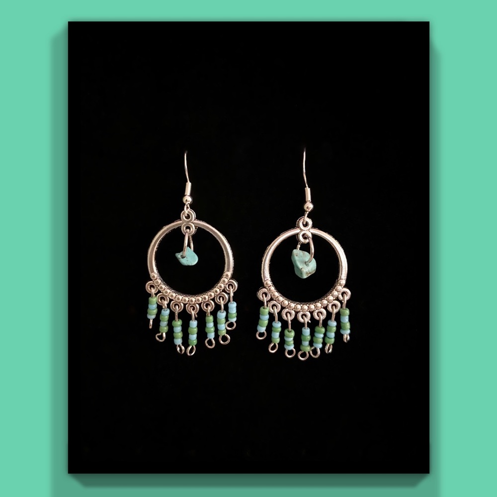 Teal Dangle Earrings